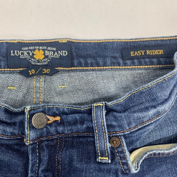 Lucky Brand Womens Jeans 10 30 Blue Easy Rider Straight Leg Med Wash Distressed - Picture 3 of 8